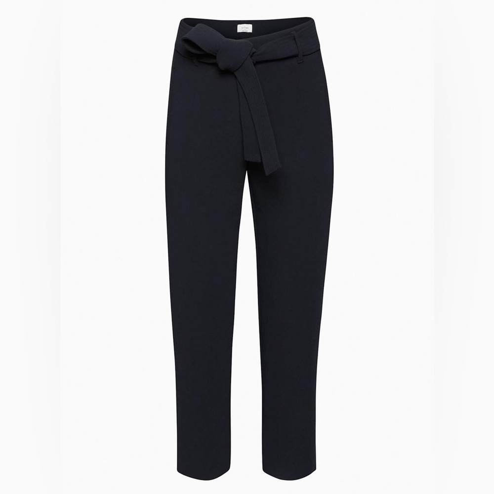 Aritzia Wilfred Tie-Front Pants in black Crepette - High-Waist Pants - Size 4 - Picture 2 of 12